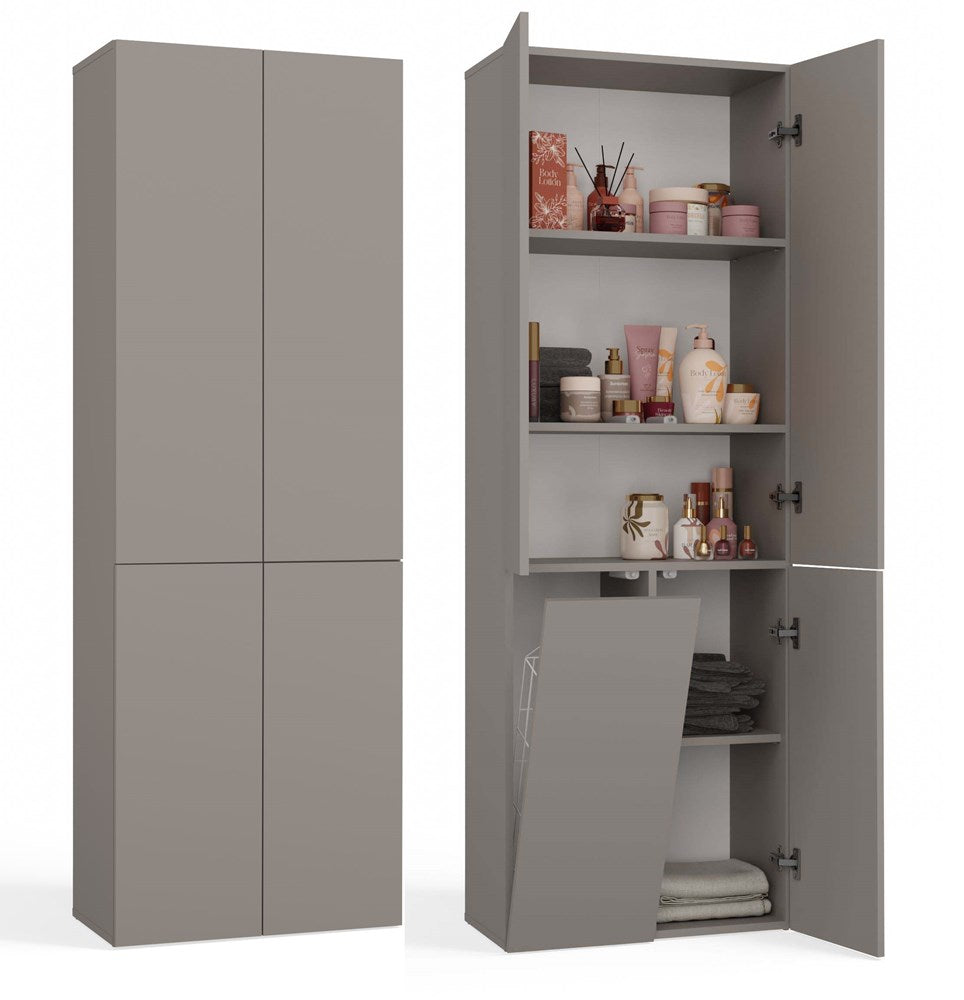 NEL 1K DD - Armoire de salle de bain avec panier à linge