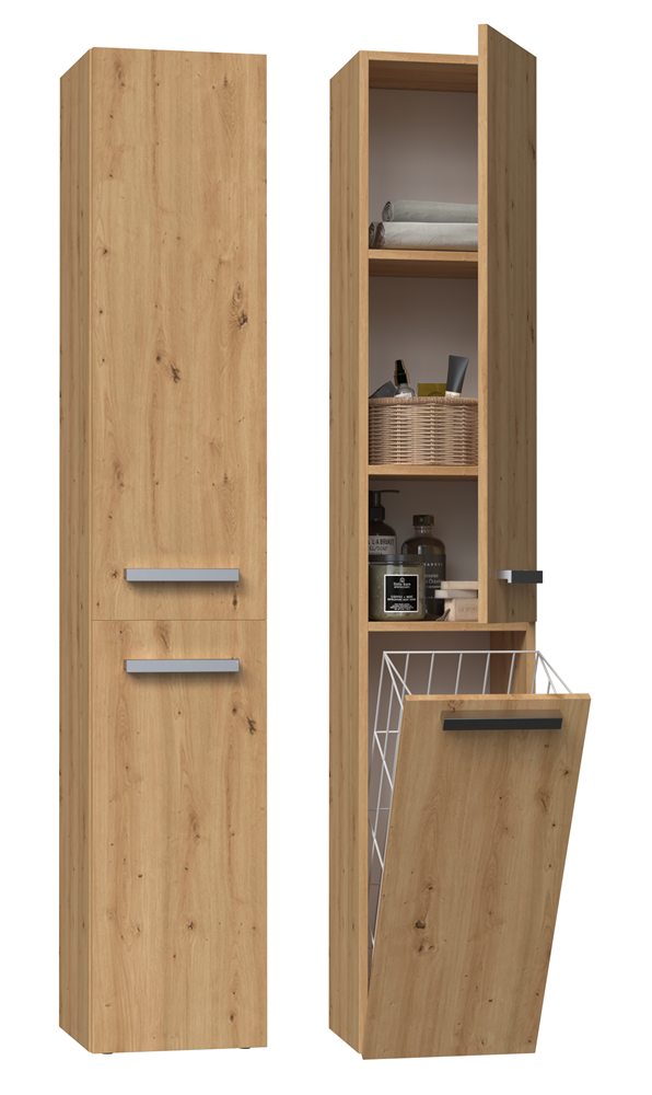 YANA - Meuble salle de bain avec panier à linge