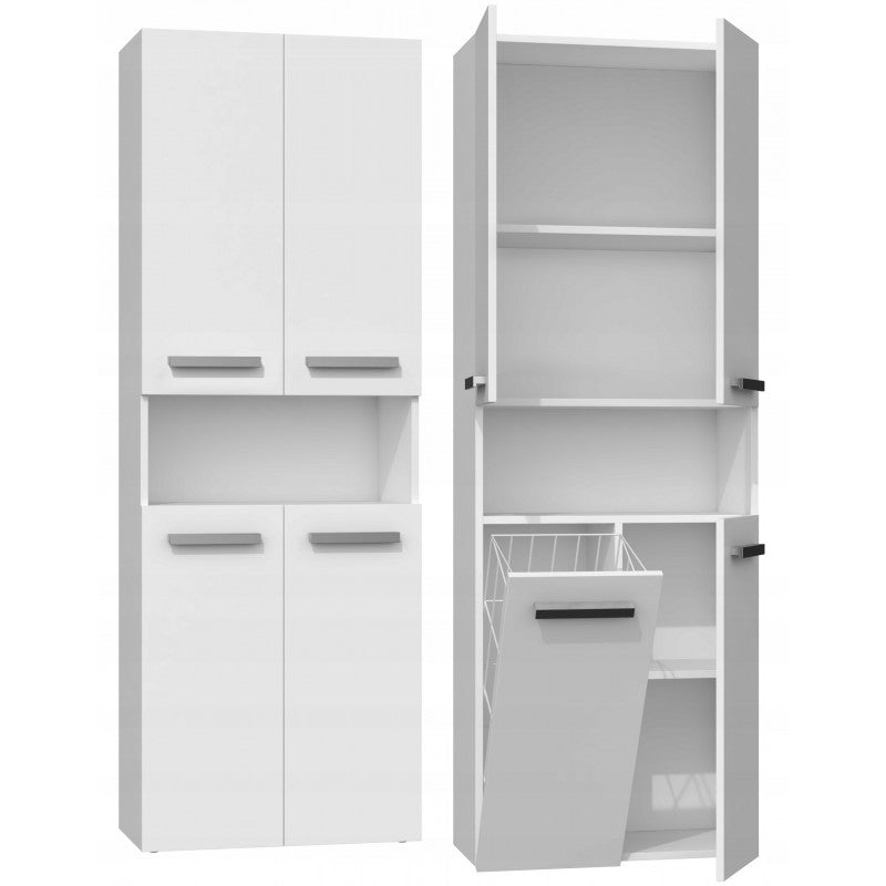 NEL 1K DK - Armoire de salle de bain avec panier à linge
