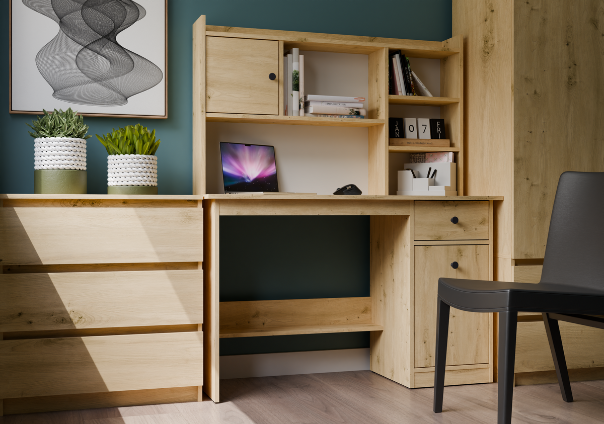 CHESTER - Rangement surélevé de bureau 120 cm - 1 porte étagères pour bureaux