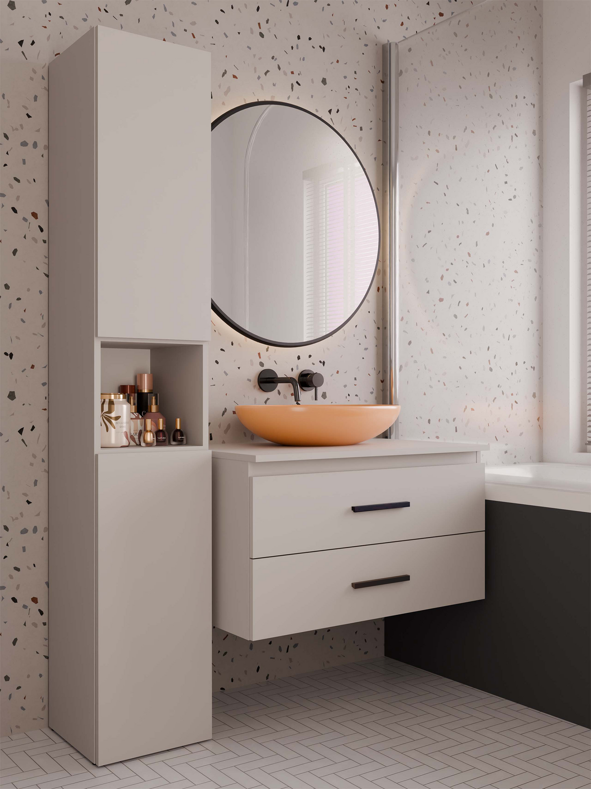 NEL - meuble de salle de bain 2 tiroirs 80cm