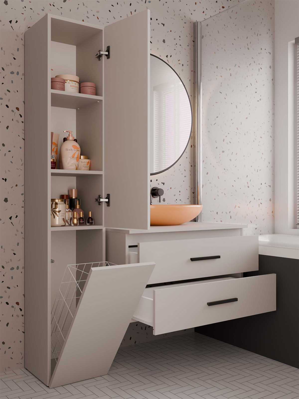 NEL - meuble de salle de bain 2 tiroirs 80cm