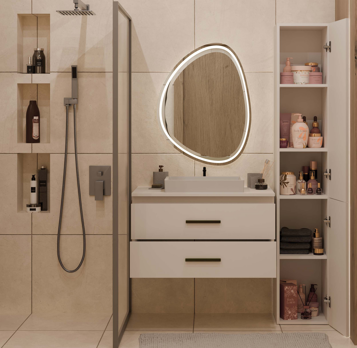 NEL - meuble de salle de bain 2 tiroirs 80cm