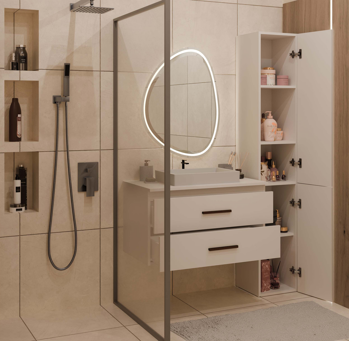NEL - meuble de salle de bain 2 tiroirs 80cm