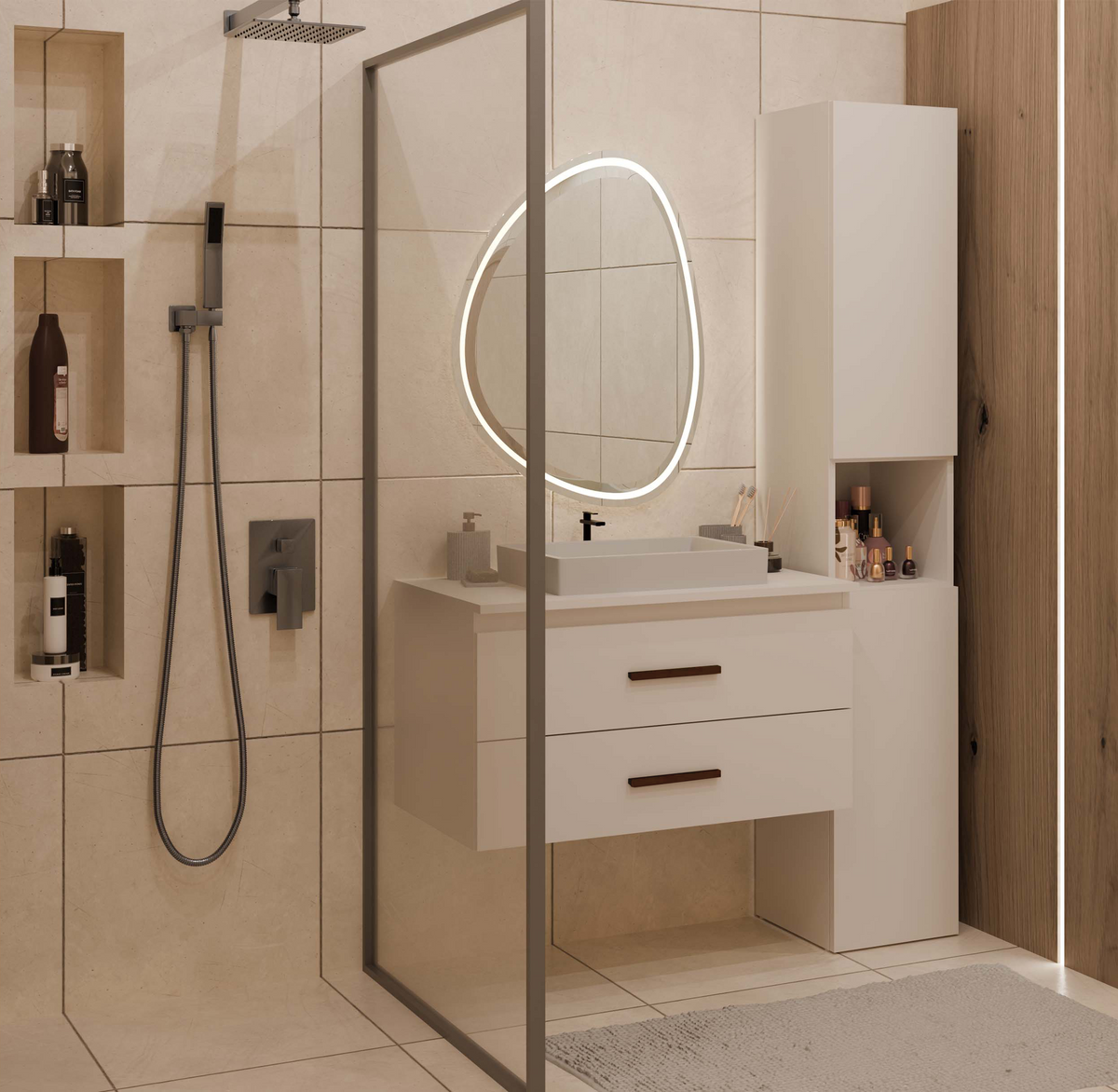 NEL - meuble de salle de bain 2 tiroirs 80cm